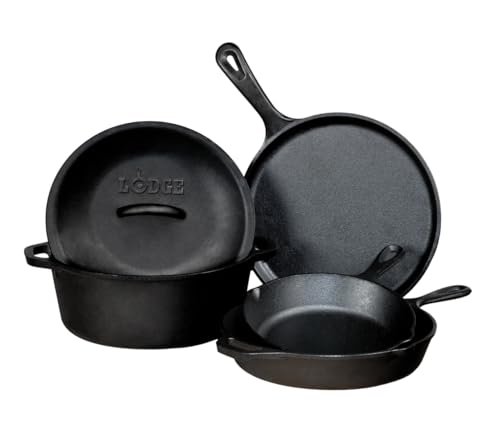Lodge Gusseisen-Pfannen-Set, 5-teilig, Schwarz