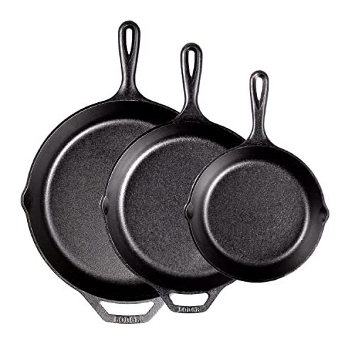 Lodge Vorgebranntes Gusseisen-Pfannen-Set – 3-teilig mit 20,3 cm und 30,5 cm Bratpfannen